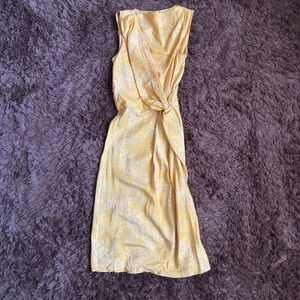 Poleci Gold Midi Dress with Knot Detail